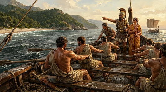 Ancient Greek ship at Poseidonia in Magna Graecia, southern Italy